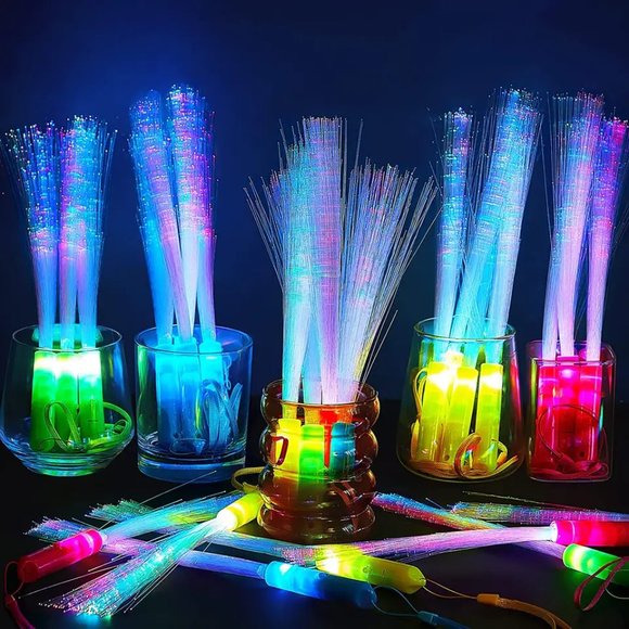 LED Fiber Optic Stick 7 Colors Light Up Fiber Optic Stick Glow in The Dark Wands - Picture 4 of 4